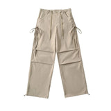 Side Drawstring Pleated Cargo Pants-Outfit
