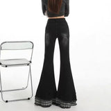 Tie Jeans Women Autumn New Retro Loose Broad Legs Drag Long Pants