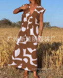 Ladies Style V-Neck Loose Waist Dress 2025 Summer Fashion New Set Long