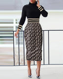 Independent Station Autumn Fashion Printing New Style Dress Women's Spot-Outfit