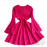 High-End Knitted Dress Women Autumn And Winter Royal Sister Temperament Dating Short Skirt French Waist Sweater