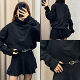 Winter New Solid Color High-Collar Lazy Knitwear Design Skirt Dress
