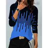 Loose Color Printed Round Neck Long Sleeve