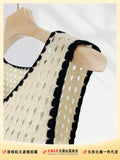Toloer Little Sister Korean Department Rose Knit Vest Coat Female French Hollow Out Hook Flower Sleeveless Jacket Early