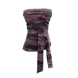 Shot Y2k With Chest Pads With Chest Pads To Wear Chest Vest Irregular Belt Strap Short Tie-Dye Letter Print Top
