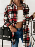 Oversize Women's Plaid Shirt Jackets Long Sleeve Ladies Tops Outwear 2021 Spring Autumn Loose Women Blends Check Buttons