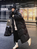 Over The Knee Long Big Quilt Down Jacket Female 2024 Winter Fashion Thickened Design Sense Pleated Sleeve Bread Coat-Outfit
