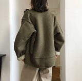 Winter Women Fashionable Soft Double-Sided Wearable Imitate Lambswool Coat Loose Padded Cocoon Woolen