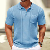 Men's POLO Shirt Summer Solid Color Short Sleeve Pit Commuter Jacket Knitted