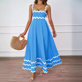 Summer Women's New Printed Vacation Long Suspension Dress Temperament Sexy Dress