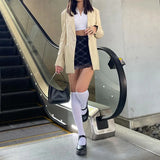 Toloer Hot Girl Black And White Grid Gauze Double Wooden Ear Small Skirt Black Bow Decoration Splicing Skirt-Outfit