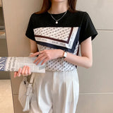 Toloer Sleeve T-Shirt Women's Summer Dress 2023 New Fashionable White Chiffon Shirt Small T Loose Shirt Short-Outfit