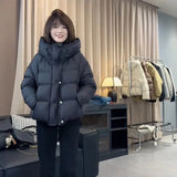 Genuine Senior Sense Hooded White Duck Down Down Jacket Short Jacket Female Winter Hot Style Casual Fashion Puff Bread Clothes-Outfit