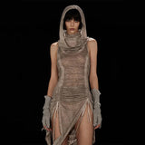 Toloer Rustic Women's Dress Design Sense Pleated Hat Show Thin Dress Summer Trend Sexy Retro Short Skirt-Outfit