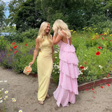 Pink Pleated Halter Maxi Dress-Outfit
