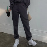 Basic Solid Hooded Tracksuit Set-Outfit