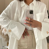 Toloer Spring 2023 Long-Sleeved Double Pocket Shirt Fashion Design Sense Niche White Shirt Top-Outfit