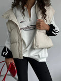 Sports Half Zippered Sweater Women Spring And Autumn Retro Letter Printing Ball Collar