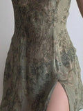 Backless Printed Slip Mini Dress-Outfit