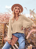 Toloer / Winter Fashion Women's Wear 2024 New Solid Color V-Neck Casual Slim Long Sleeve With Pocket Top-Outfit
