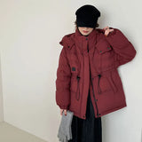 Outdoor Cold Resistant White Duck Velvet Overalls Down Jacket Female 2024 New Fashion Hooded Leather Logo Waist Show Thin Coat-Outfit