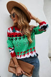 Santa Trees Print O-Neck Green Christmas