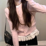Windish Small Wool Knitted Cardigan Women's Autumn And Winter Round-Neck Long-Sleeved Bottom Shirt Short Repair Inside The