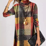 Toloer Autumn / Winter New Vintage Thickened French Cashmere Grinding Wool High Collar Long Sleeve Plaid Dress Direct