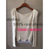 Collar Slim Knitted Tops Women 2022 Autumn Temperament Pullover Basic Sweater Long Sleeve Stretch Cropped