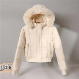 Cotton-Padded Clothes Female 2024 New Winter Add Velvet Add Thick Fashion Cotton-Padded Jacket Small Hooded Short Long-Sleeved Cotton Coat Coat-Outfit