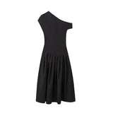 New High-Rise Slim Slim Solid Color Asymmetric Long
