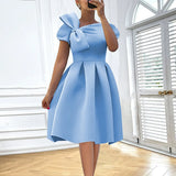 T900l Dical Collar Bow Dress Loose Comfortable Big Skirt A Dress