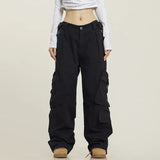 Toloer Design Sense Multi-Pocket Floor Cargo Pants Men And Women Loose Casual Versatile Wide Leg Pants Drop Feeling