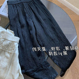 Acid Texture High Waist Wide Leg Casual Trousers Summer Loose Vertical Tube Ice Silk Thin Sunscreen Long Trousers-Outfit