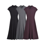 Soft Sleeveless Hanging Shoulder A Word Fan Flute Dress 2025 Spring Collar Body Medium Long Dress Women's