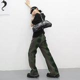 Y2k Aesthetics Green Jeans Japanese Harajuku Denim Pants Grunge Korean Fashion Jeans Boyfriend Vintage Distressed