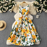 Dress Women's French Retro High-End Waist Dress Shows Lean Temperament, Swinging Vest And Long Dress-Outfit