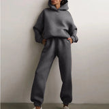 Toloer 2024 Women's Solid Color Casual Fashion Pants And Thick Long-Sleeved Hoodie Hoosuit For