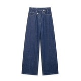 2025 New Women's Asymmetrical Double-Legged High-Waisted Denim Straight