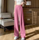 Toloer Leg Pants Women's Pants Down Loose High Waist Khaki Pants Spring And Autumn Suit Narrow Version Straight Leg Casual Floor Pants-Outfit