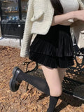 Velvet Layered Mini Skirts-Outfit