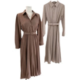 Korea Chic Spring And Autumn New Elegant Temperament Polo Collar Belt Long Folding Shirt Dress