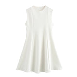 Women's Spring 2025 New Sleeveless Round-Necked Knitted Skating Dress Mini