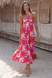 Summer Dress Hanging Neck Sleeveless Print A-Shaped Bohemian Long Dress