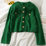 Women Knitted Cardigan Long Sleeve O Neck Single Breasted Loose Sweater Autumn Winter Korean Casual Knit
