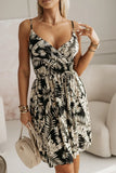 Wise New Summer V-Neck Fashion Floral Sling Waist Dress Woman-Outfit