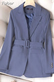 Women Elegant Temperament Long Sleeve Lapel Blazer Or Pants Casual Solid Color Business Occupation Office Clothing