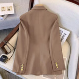 Toloer Suit Female 2024 Spring And Autumn New Khaki Loose Show Thin Suit Jacket Casual Wide-Leg Pants Two-Piece Set-Outfit