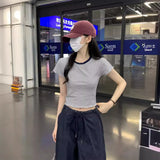 Toloer Color Short-Sleeved T-Shirt Women 2024 Summer New Slim Show Thin And Versatile Short Shoulder Students Pure Color Top