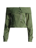 Toloer Street Coat Autumn 2024 New One-Word Lapel Zipper Stitching Design Sense Short Jacket Girl-Outfit